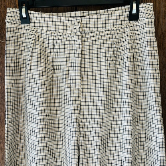 NWT Nasty Gal Tailored to You Check Wide Leg Pant Beige 6 - Picture 6 of 10